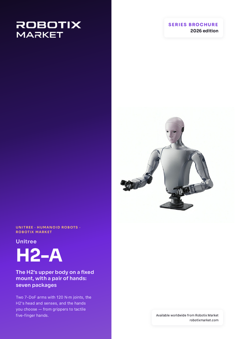 Umanoide a mezzo busto Unitree H2-A Standard E con mani Dex5-1P Tactile – Brochure del prodotto
